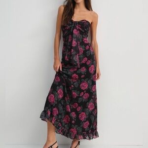 For Love And Lemons Black and Pink Floral Mini Dress